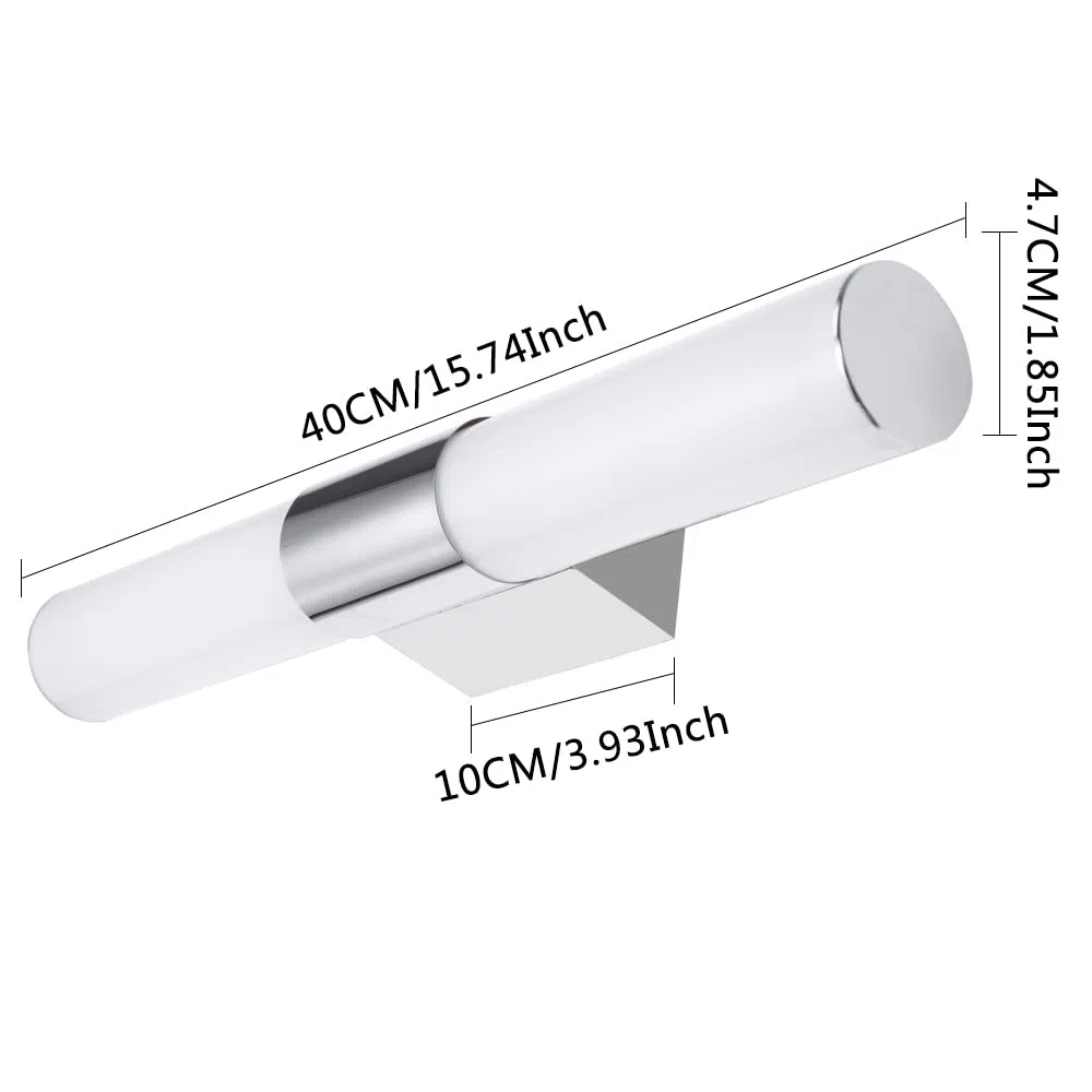 lampada a specchio in acciaio inox al LED di cristallo da 15 W 95-265 V moderno bianco freddo