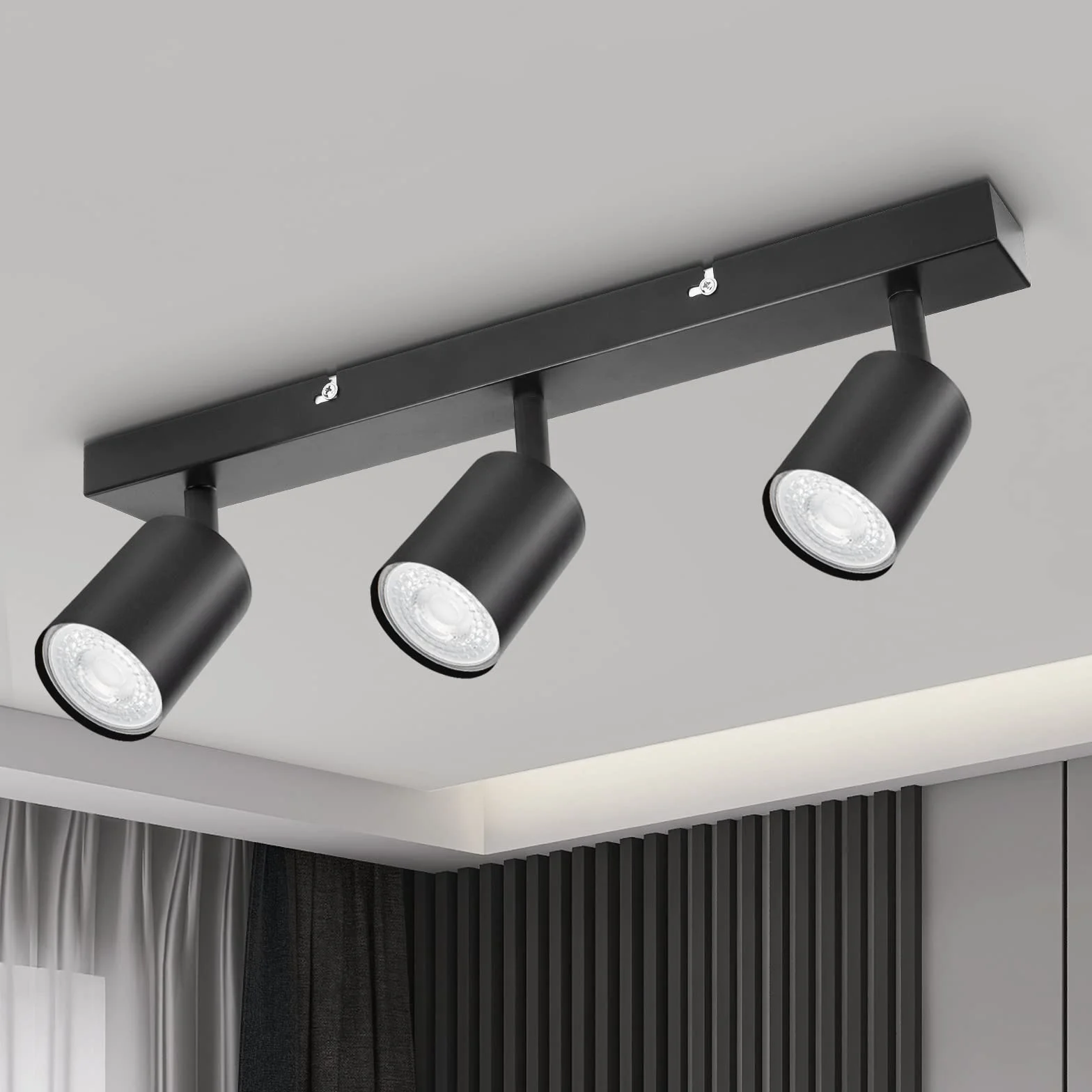 Lampada Faretti da Soffitto LED Orientabili, Faretti da Parete Interno GU10 Nero, Lampadario LED Moderna da Soffitto per Camera da Letto Cucina Soggiorno, Lampadina GU10 non Inclusa