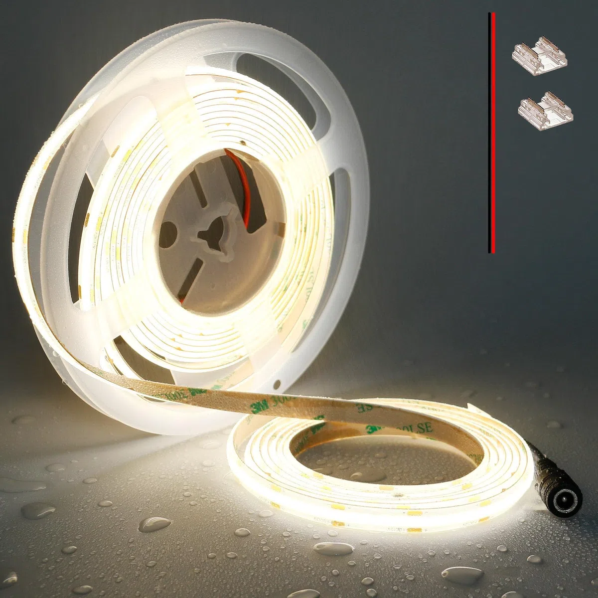 TOPAI Striscia LED COB 12V Impermeabile IP65 Bianco Naturale 5m 480LED/m | 4000K Alta luminosità 4000lm, CRI 92+, Autoadesiva, Flessibile e Tagliabile, per cucina, armadi, soggiorno