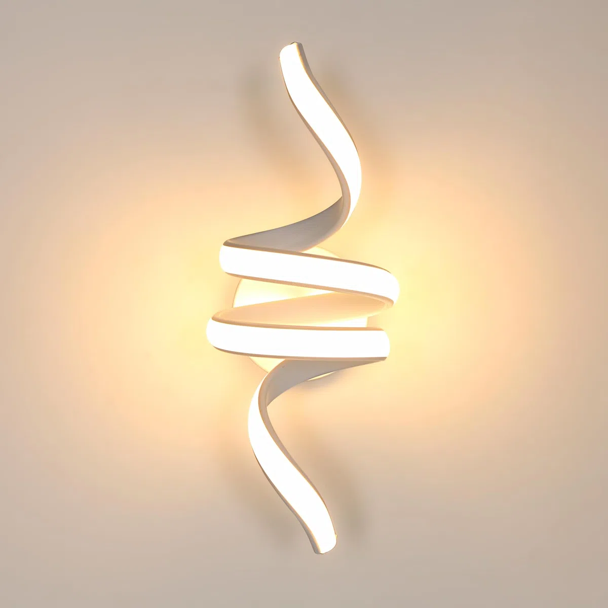 Goeco Applique da Parete Interno, 24W 2700LM 35 CM Lampada da Parete a Spirale in Acrilico 3000K Luce Bianco Calda, Applique LED a Muro Moderna per Camera Letto Soggiorno Corridoio, Bianco