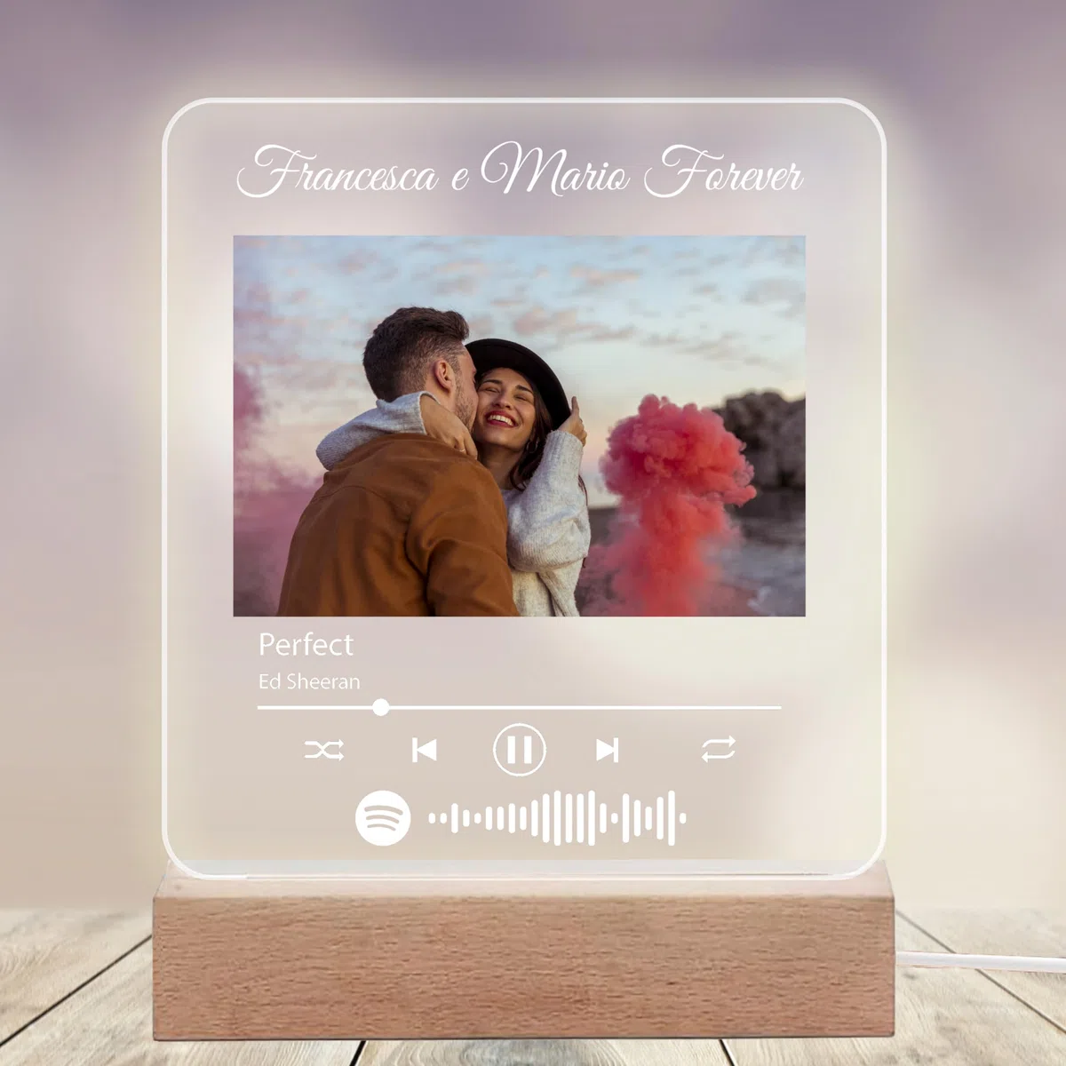Stileitaliano Regalo San Valentino lampada led personalizzata Spotify canzone regali di coppia per lui e lei fidanzata fidanzato (Spotify)
