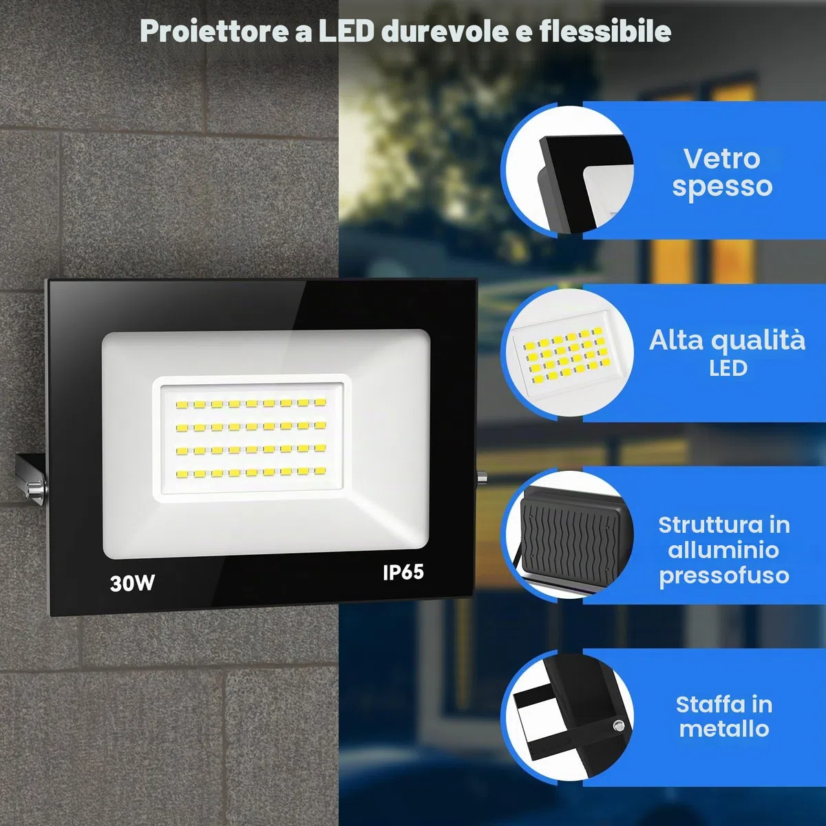 loyal Faretto LED da 150 W, 3000 K, 5000 lm, super luminoso, per interni, IP65, impermeabile, per esterni, per giardino, cortili, garage, bianco caldo [classe energetica F]