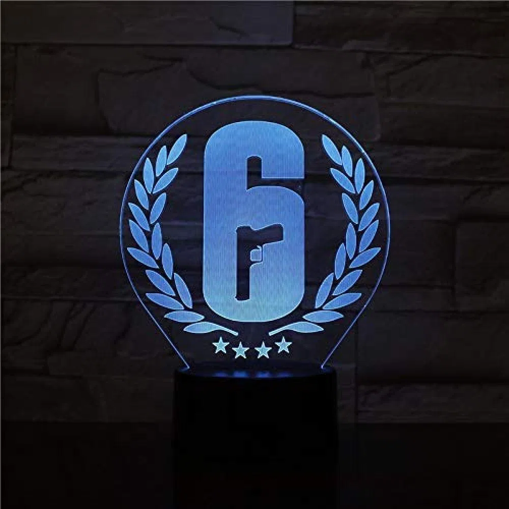 Lampada da notte a LED 3D Rainbow Six Siege Touch Control Sensor 7 colori che cambiano regalo per bambini Fps Tavolo da gioco Rainbow 6 Lampada di design