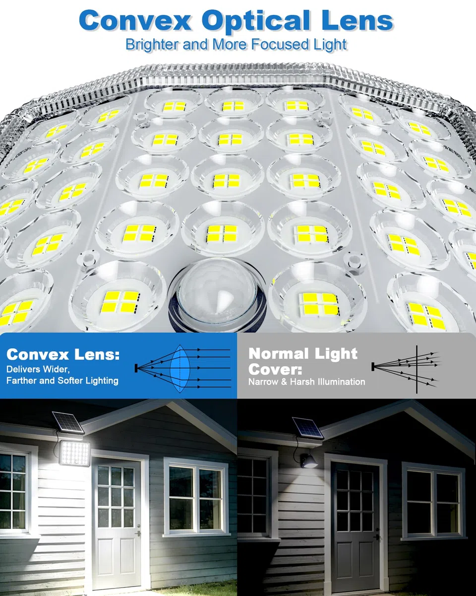 Luci Solari da Esterno, 3600mAh 4 Modes Faretto LED da Esterno Solare con Telecomando, Illuminazione a 210° Luce Solare LED Esterno, IP66 Impermeabile Faro LED Esterno con Pannello Solare, 1 Pezzo