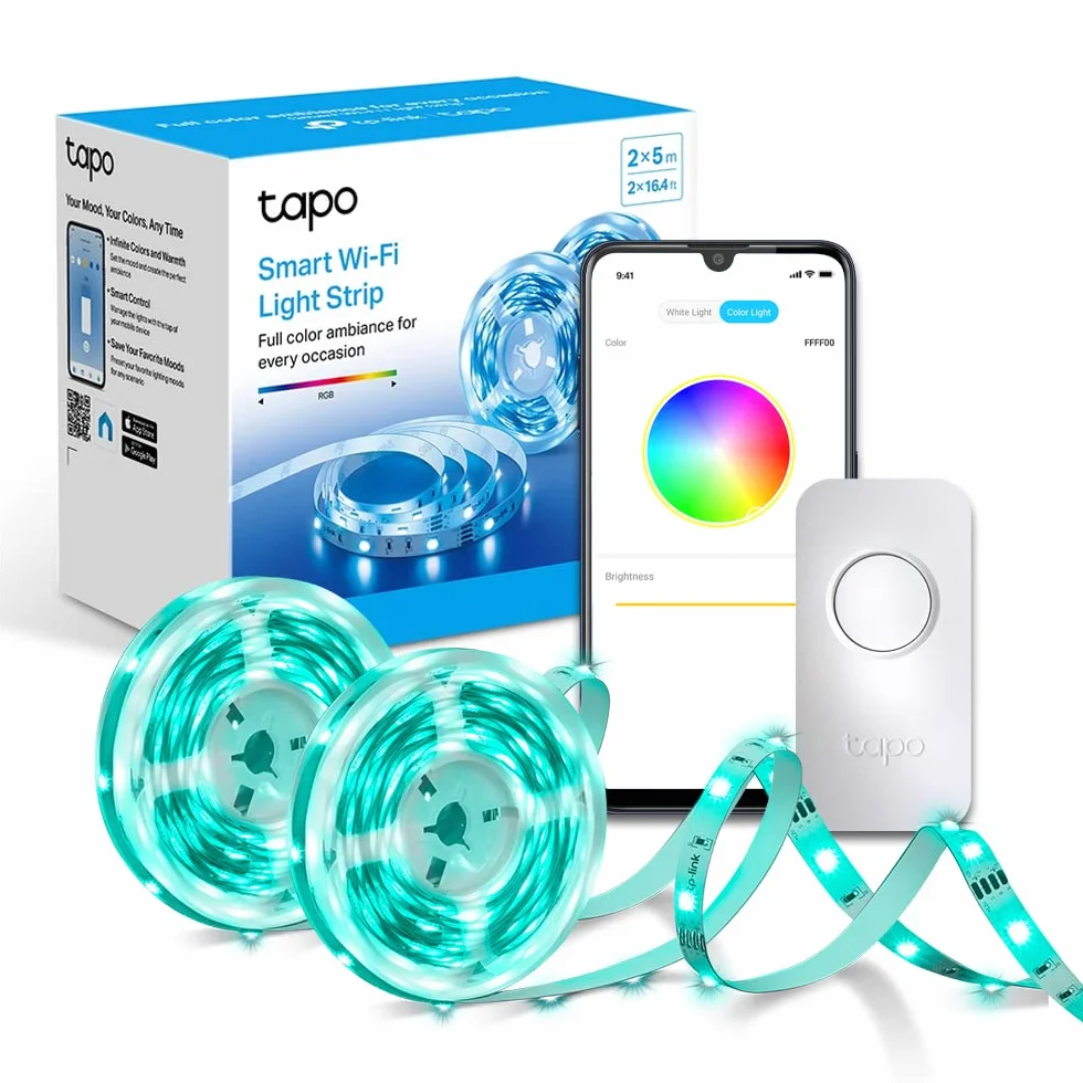 Tapo L900 Smart Wi-Fi Striscia LED, Controllo Vocale Compatibile con Alexa e Google Assistant, 2 Confezioni L900-5 con 1 Alimentatore, Sync-to-Music, Accorciabile e Controllo dall'APP