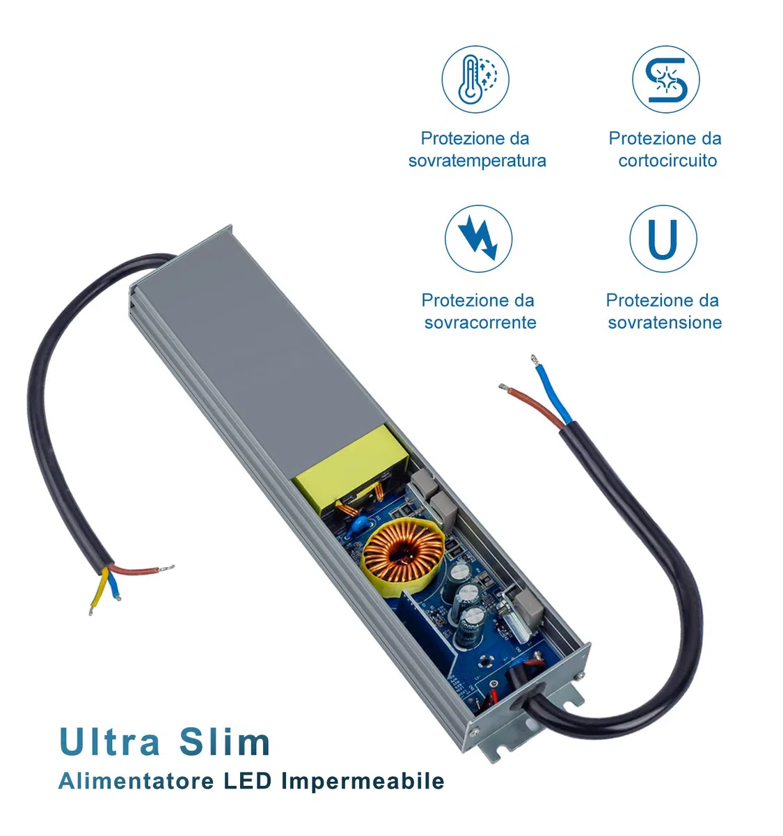 DUSKTEC Driver LED a tensione costante 24 V 100 W 4.17A IP67 alimentatore impermeabile, trasformatore a bassa tensione da 240 V a 24 V CC per illuminazione di strisce LED da giardino all'aperto