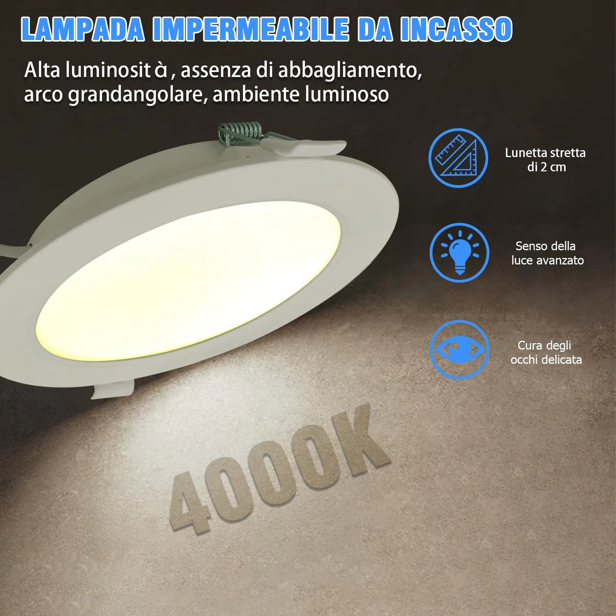 ETUOLMP Faretti led da incasso per cartongesso, 6W 620LM Faretti Led Soffitto Bianco Naturale 4000K, AC 220-240V, Faretto Led Interno IP44 per cappa da cucina, bagno, corridoio, set di 10