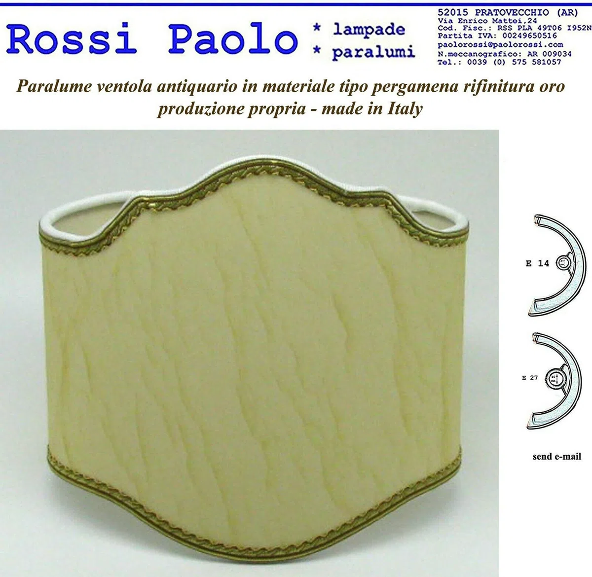 Paralume ventola antiquario - produzione propria - made in Italy (diametro cm 16, finta pergamena)