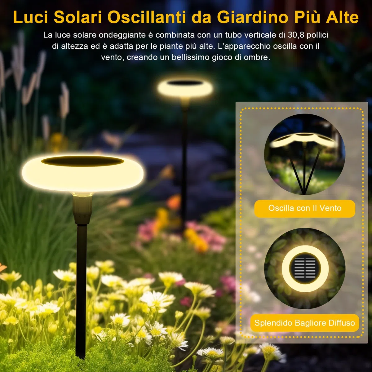 Luci Solari da Giardino 4 Pezzi Luci Solari Esterno Bianco Caldo lampada da giardino solare da esterno IP65 Impermeabie con Luci da giardino extra luminose da 34 lumen per Cortile Vialetto