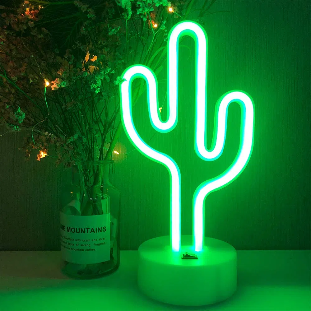 ENUOLI LED Cactus Insegne al neon Luce al neon con base Luce notturna al neon Batteria/Luce al neon alimentata tramite USB per decorazioni per feste di compleanno per amici Regali per bambini