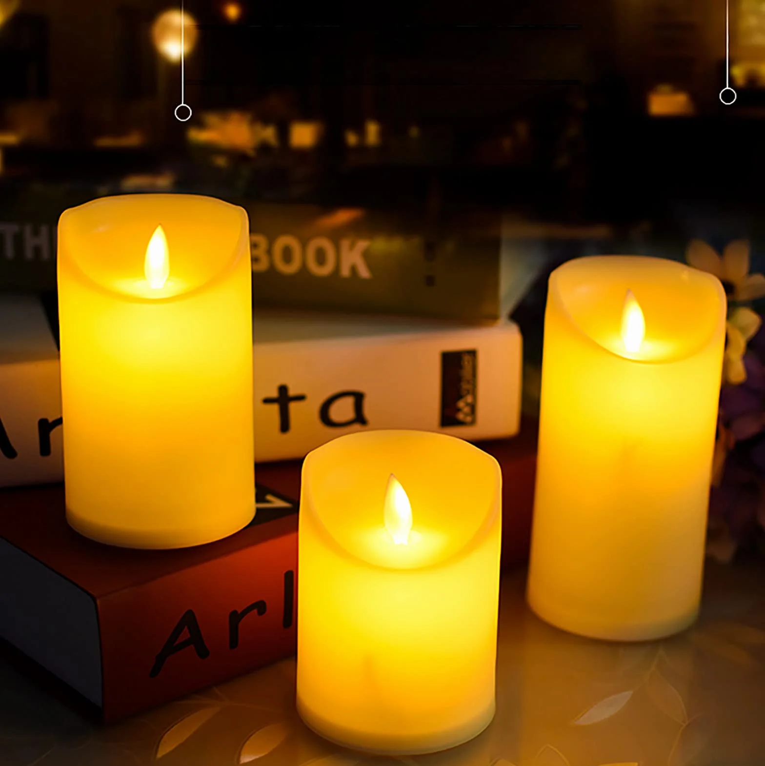 Candele LED finte fiamma oscillante set 3 (10cm, 12.5cm, 15cm), natale decorazioni, lanterne natalizie da interno, bianco caldo
