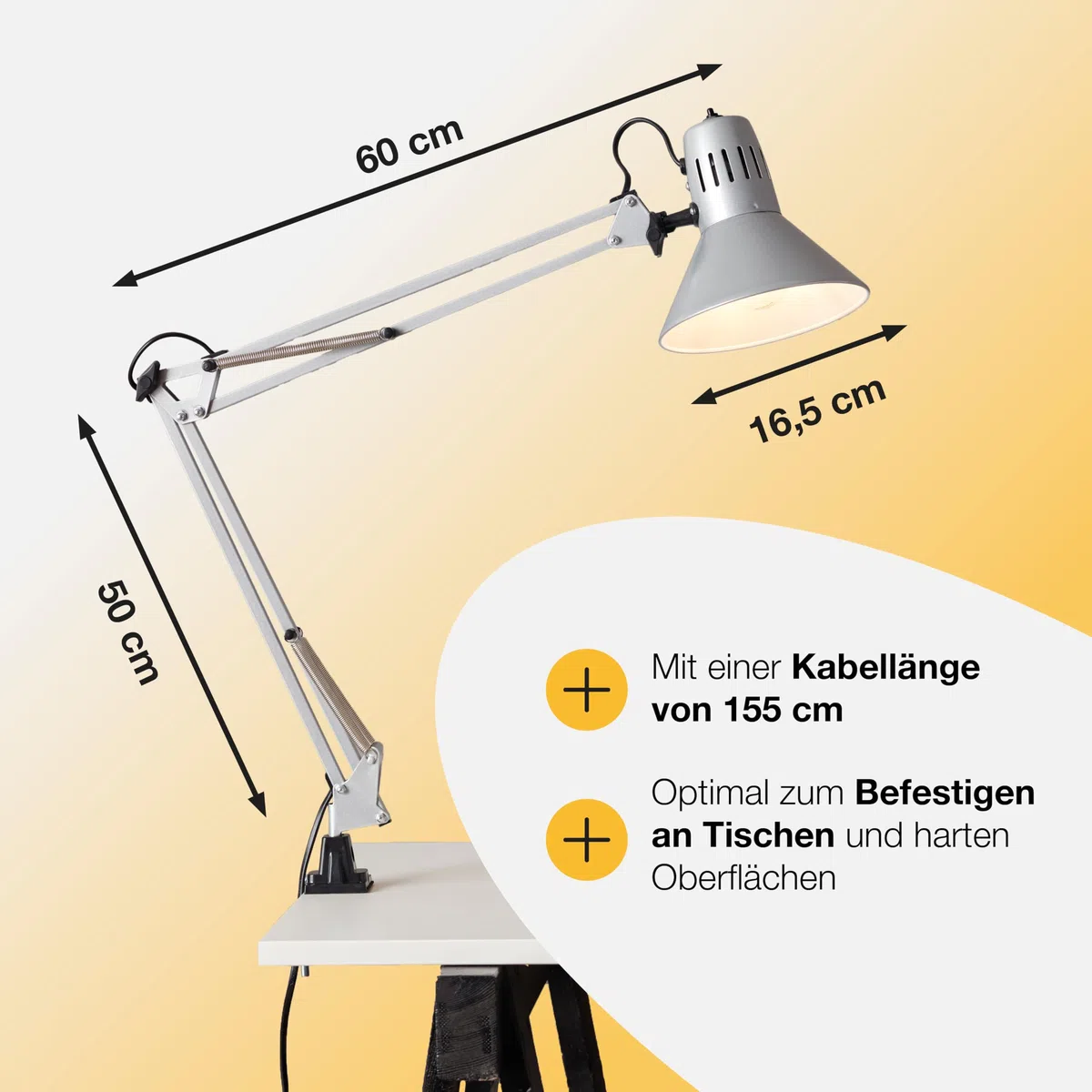 Brilliant Hobby - Lampada da scrivania con morsetto, 10802 / 11, colore titanio