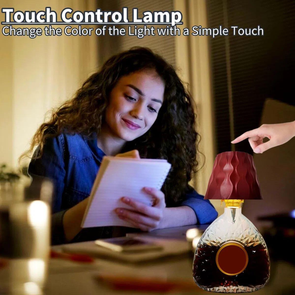 Generico Lampada per Bottiglia, Lampada per Bottiglia Senza Fili Lampade da Tavolo a Bottiglia Ricaricabile con Controllo Tattile, 3 Colori Dimmerabili per Casa, Bar e Ristoranti (Rosso)