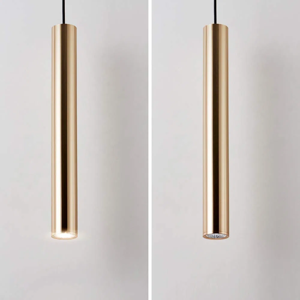 Lampada a sospensione moderna a LED creativa Bancone bar dorato Faretto cilindrico Lampada da soffitto a sospensione a tubo lungo Lampadario regolabile in altezza per illuminazione-Neutral Light-4000k