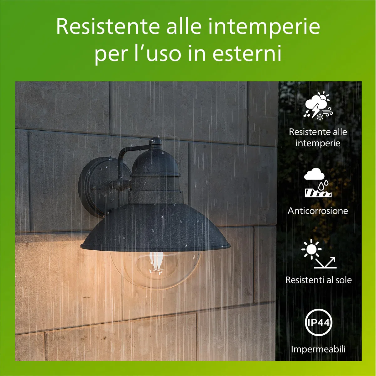 Philips Hoverfly Applique LED da Esterno, Resistente a Intemperie IP44, Durevole, Alluminio, Design Classico, Nero, Lampadina E27 Venduta Separatamente