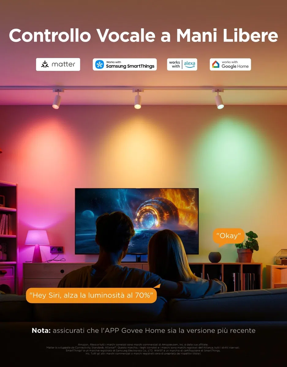 Govee E14 Lampadina Intelligente RGBWW, Compatibile con Matter e Google Assistant, 450LM, Controllo di Gruppo, 4.8W, fai da te, 16 Milioni di Colori, 54 Scene, Set di 2