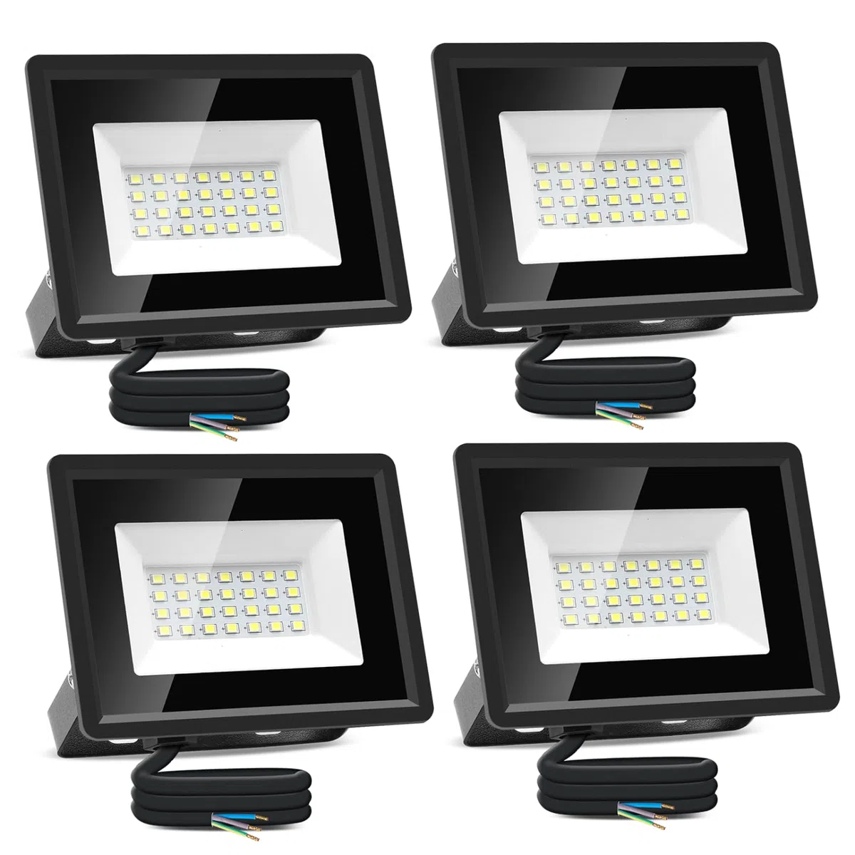 Aigostar Faretto LED da Esterno 20W 1650LM, Faretti LED Esterno Impermeabile IP65, Faretto LED Esterno 28 LED 6500K Bianca Fredda, Faro led Esterno per Giardino, Cortile, Garage, Pareti, 4 pcs