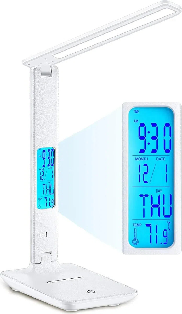Retoo Lampada da scrivania LED con funzione di ricarica USB, lampada da tavolo lampada da ufficio con 5 livelli di luminosità, controllo sensibile, lampada da comodino, 1200 lux, 5W, lampada da