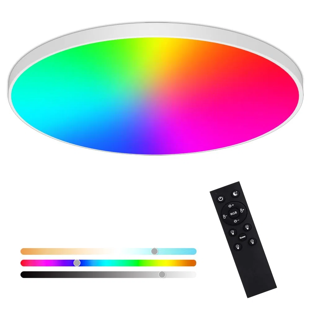 Lampada da Soffitto LED Dimmerabile con Telecomando, 24W RGB Plafoniera LED Colore IP44 Impermeabile, Controllo Intelligente tramite App Alexa Google Home, per Camera, Cucina, Salone, Bagno