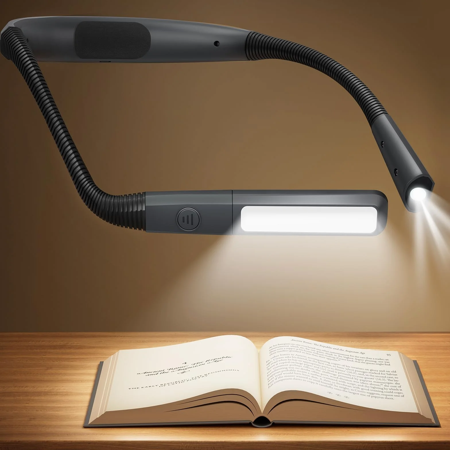 Glocusent Collo Lampada da Lettura Ricaricabile, LED Luce del Libro con 5 Colori e Regolabile, Luce Lampada da Lettura per Libro Perfetta per E-Reader, Studio, Letto, Viaggi, Lavoro a Maglia