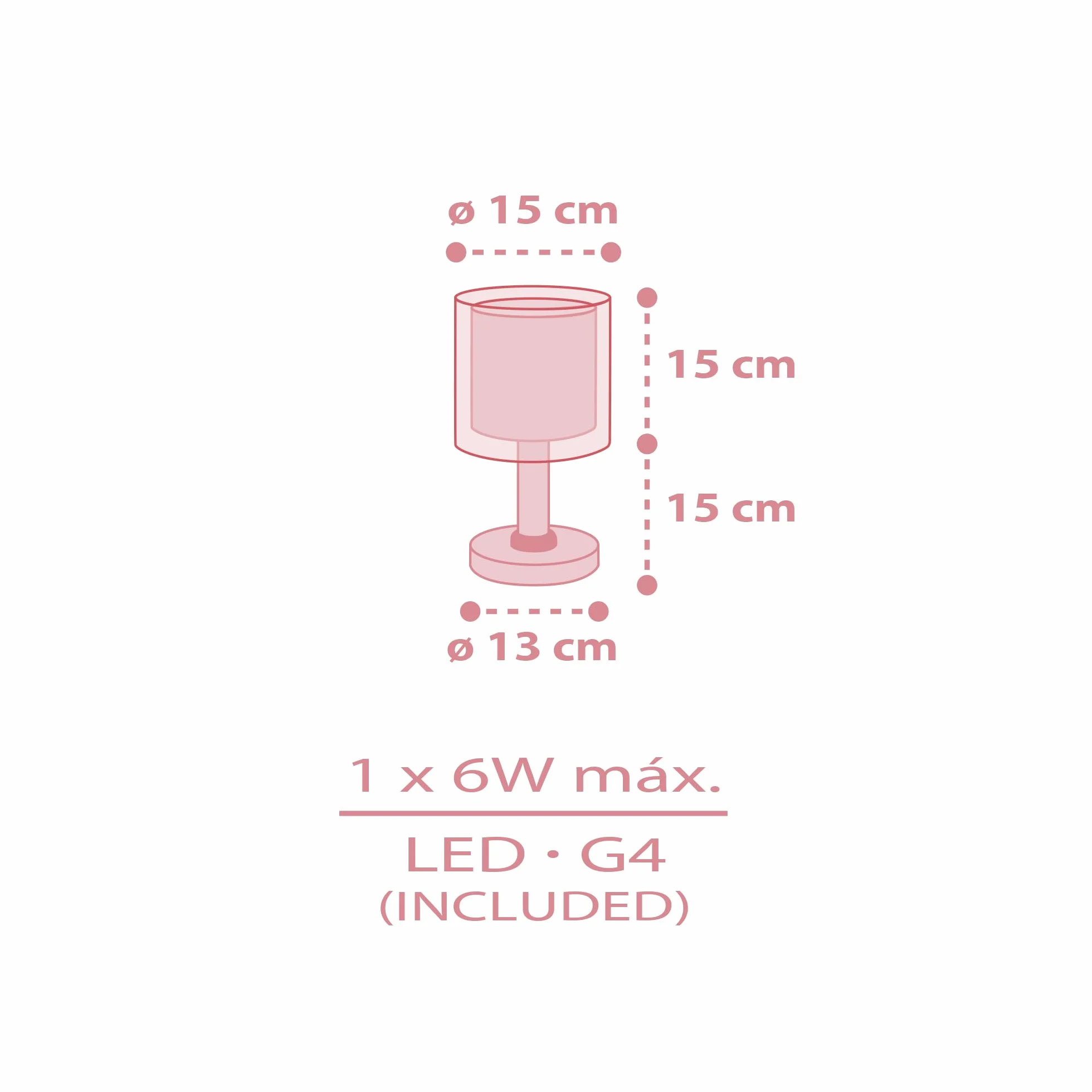 Dalber Lampada da tavolo per bambini, luce da comodino e da notte Baby Teddy Bears Clouds Pink, 41571S, G4-4W LED - Lampadina inclusa