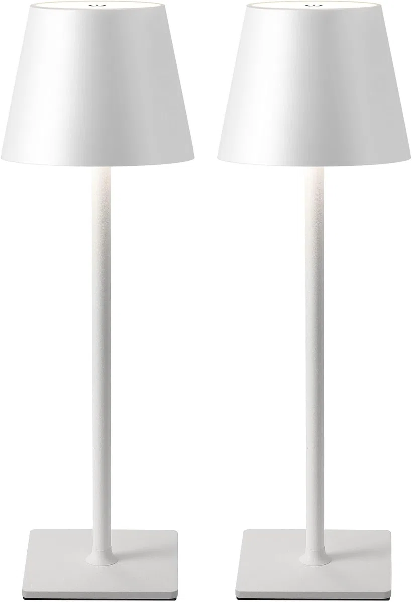 2 Lampada da tavolo senza fili BIANCO Led Touch Dimmerabile 3 modalità di luce Lampade ricaricabili impermeabile 3000-6500k