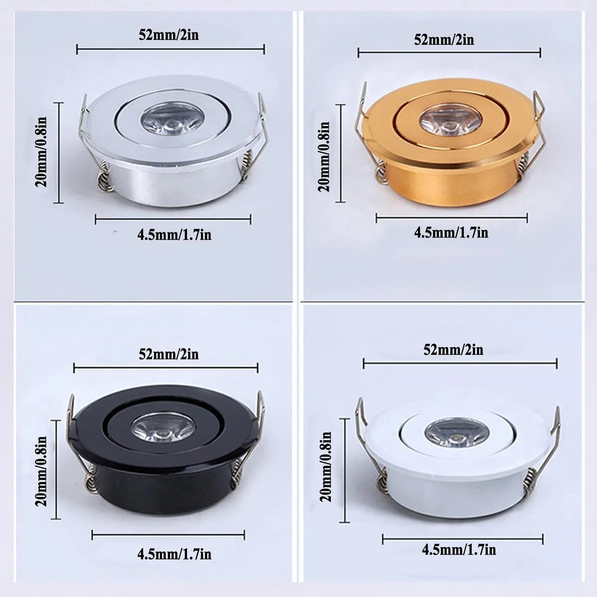 10 faretti LED da incasso, 230 V, IP44, dimmerabili, faretti da soffitto, luci da incasso Mini Slim 20 mm, ultra piatti, bianco caldo 3000 K, faretti da incasso orientabili per (Oro)