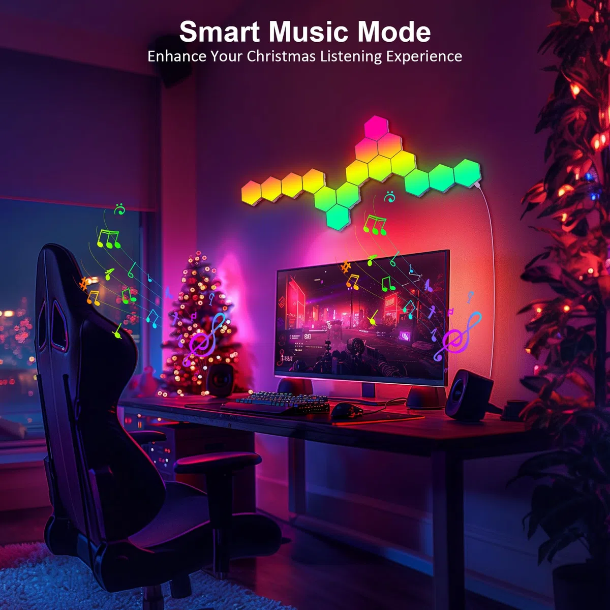 Kangtaixin Esagonali Muro LED Luci 8pcs Esagonale Gaming RGB Pannelli — Sincronizzazione Musicale Esagono Parete Lampada Stanza Esagoni Pannello Wall Luce