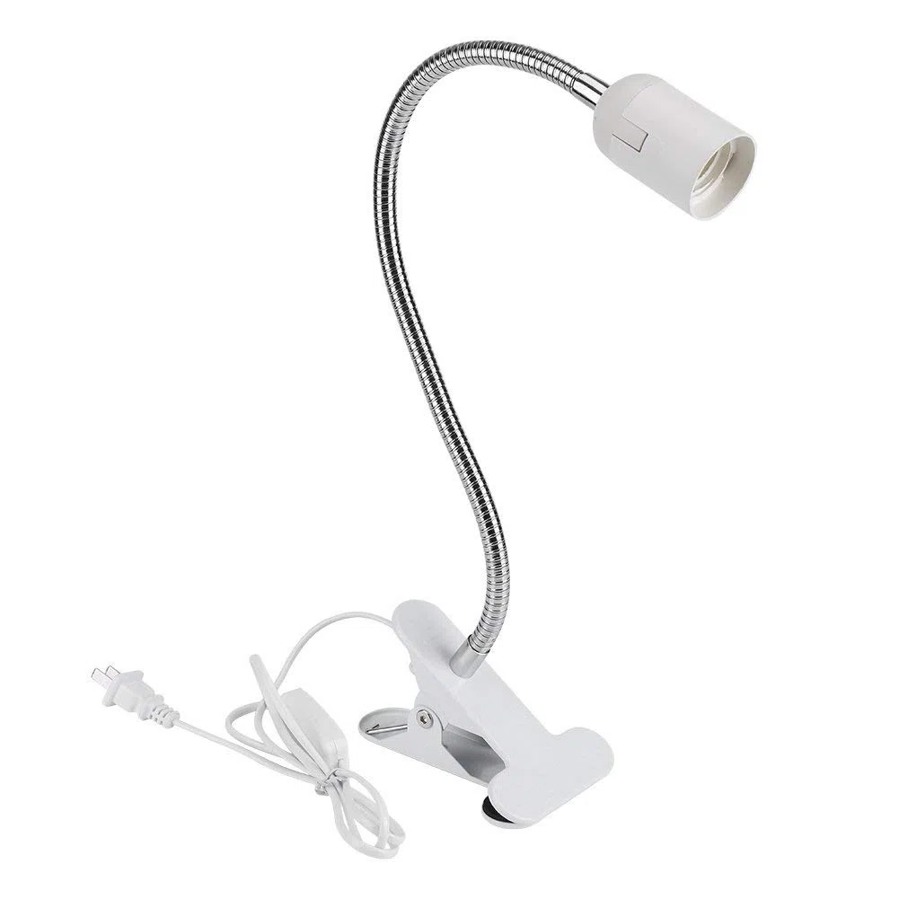 Lampade con Pinza, Lampada Lettura Comodino E27 Lampada a Morsetto LED Regolabile, Lampada a Collo di Cigno 360° Flessibile, Lampada Scrivania per Camera Letto, Scrivania, Ufficio