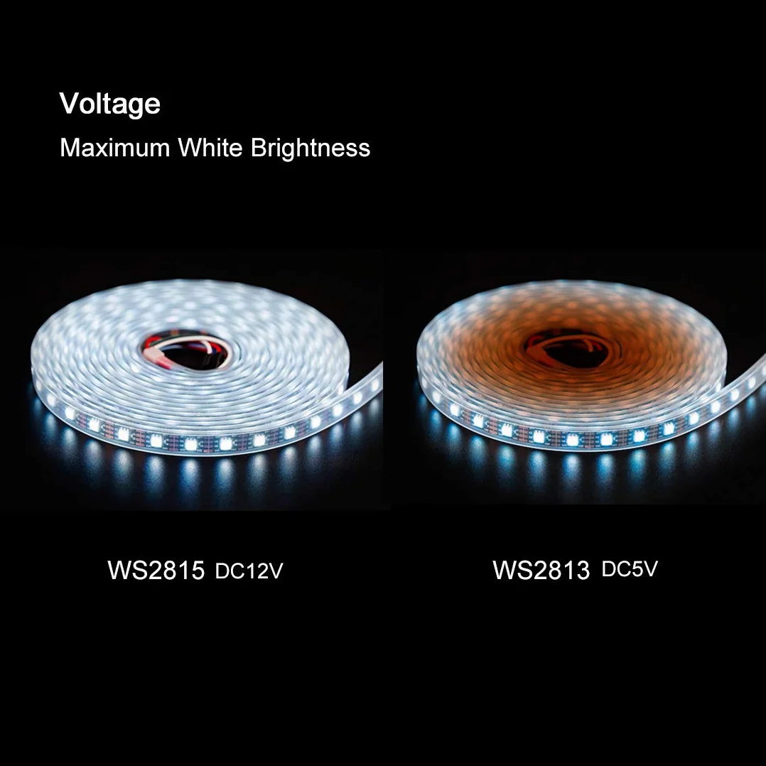 BTF-LIGHTING WS2815 (WS2812B aggiornato) 1m 144 pixel RGB indirizzabili individualmente luce pixel a doppio segnale a LED 5050 SMD colore dei sogni magici IP30 Non impermeabile bianca PCB DC12V