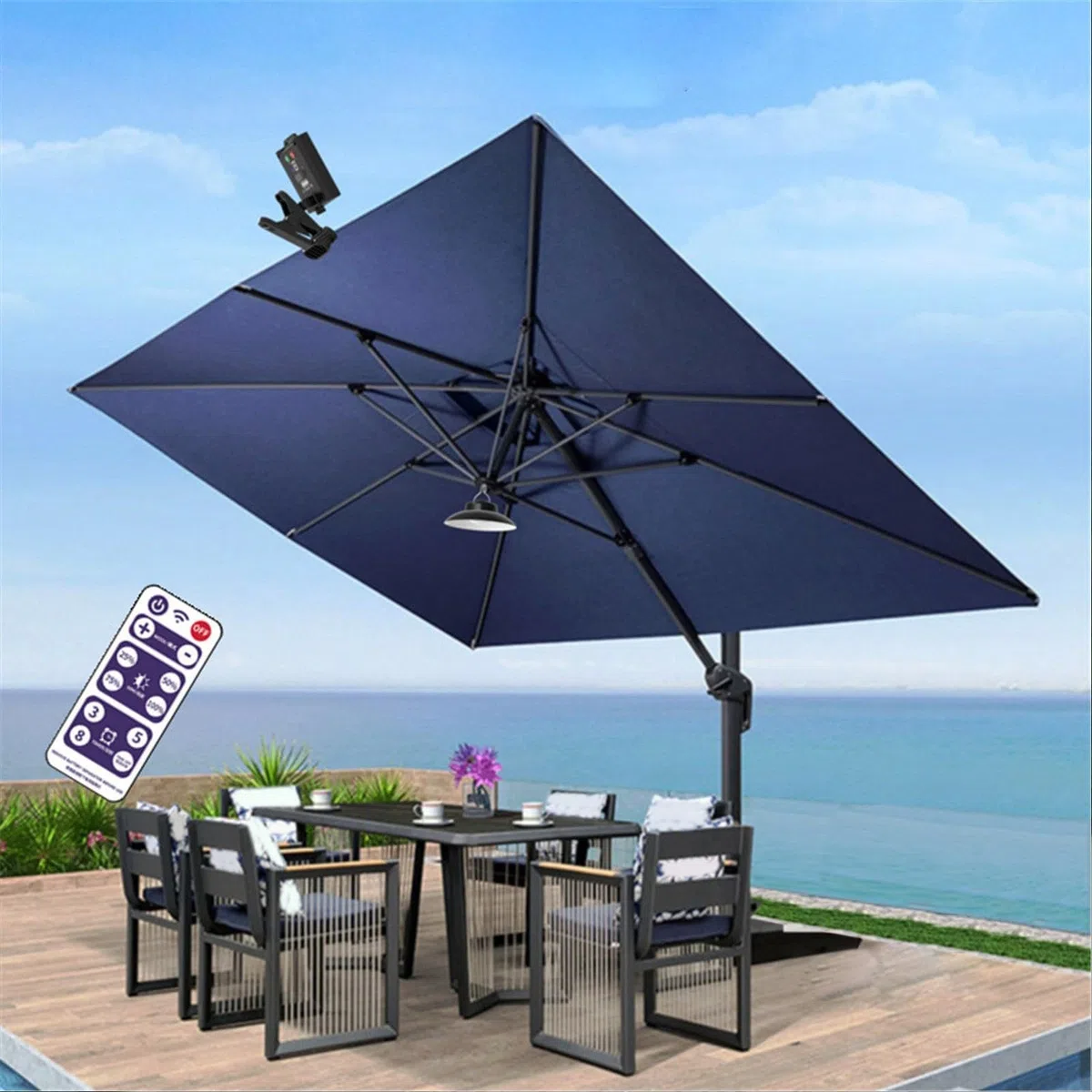 Luci per Ombrellone da Patio, Illuminazione USB con Telecomando, Luci da Patio a LED Ad Energia Solare per Tende da Esterno, per Ombrellone da Cortile, Decorazioni per Esterni da
