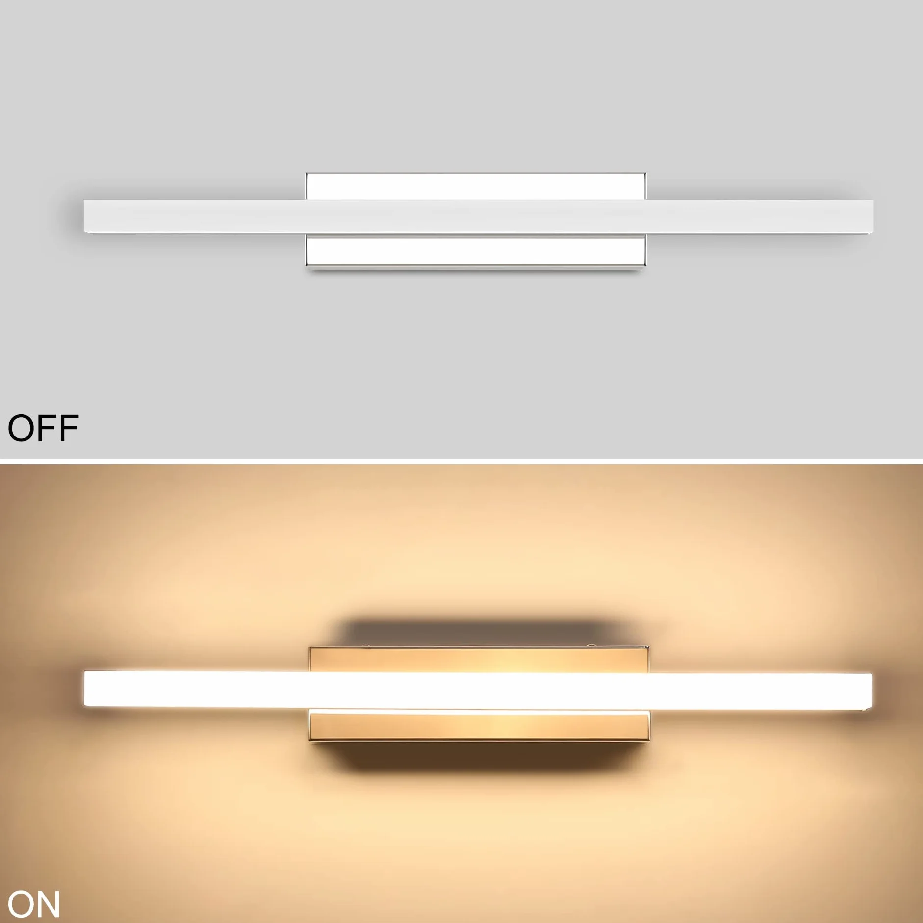 Klighten Lampada da Specchio Bagno 9W 40cm, IP44 Applique LED da Bagno Moderno, Luce Specchio Parete, 600 Lumen, 110-240V, Bianco Caldo 3000K, Cromo