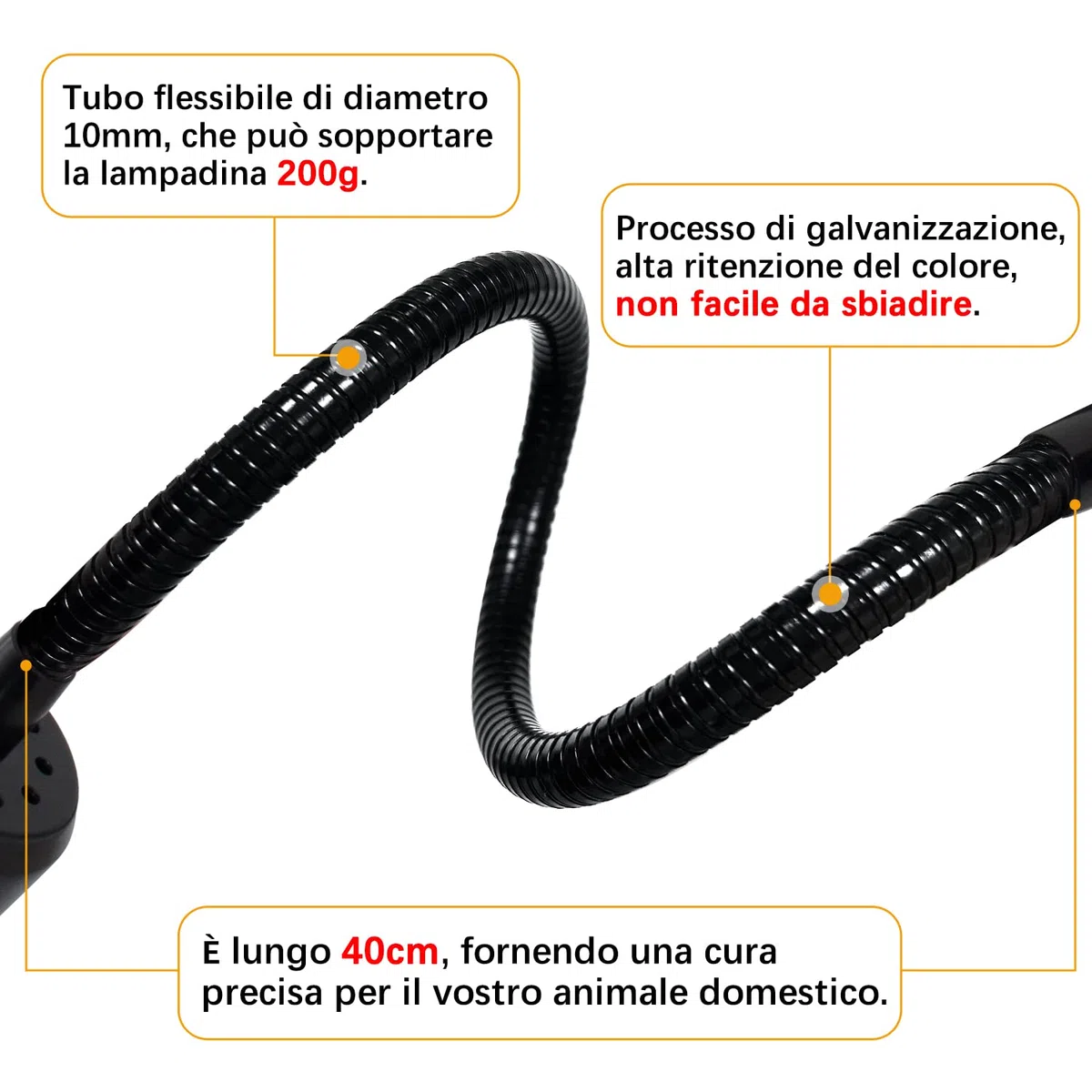 Lampada da Lettura con Pinza Lampada da Scrivania a Clip LED con 40cm Collo di Cigno Flessibile Luce da Letto a Clip con 220cm Cavo E27 Lampada a Morsetto per Rettili, Max 75W (Switch-Nero*1)