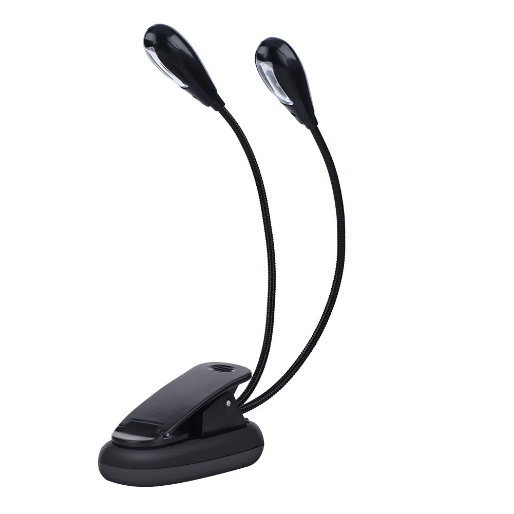 Tiiyee Lampada Led da Leggio Musicale, Lettura Luce Libro Notturna Mini Ricaricabile Usb A Letto Libri per Doppia Testa Clip Luci Tavolo Collo Morsetto Flessibile Adatto E-Reader Studio Camera