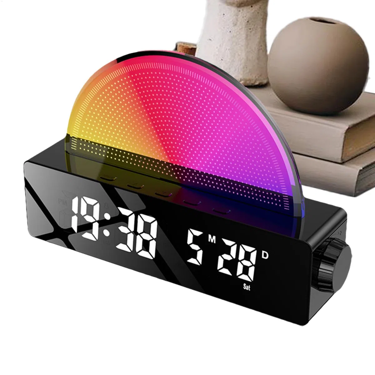 Generico Sveglia per bambini Alba, Sveglia con luce alba, Sveglia con luce e altoparlante, Sveglia intelligente, Sveglie per camere da letto, Display multicolore per chi ha il sonno pesante,