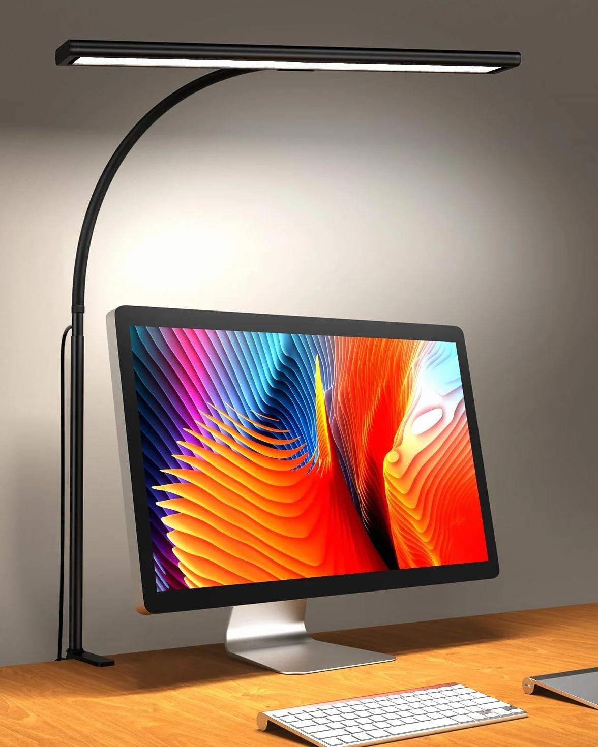iFalarila [2025 Version 160 LED Lampada da Scrivania con Morsetto 30 Modalità, Più Luminoso Lampade da Tavolo 360° Flessibile Lampada da Lettura con Caricatore USB per Lavoro Studiare o Leggere-70CM