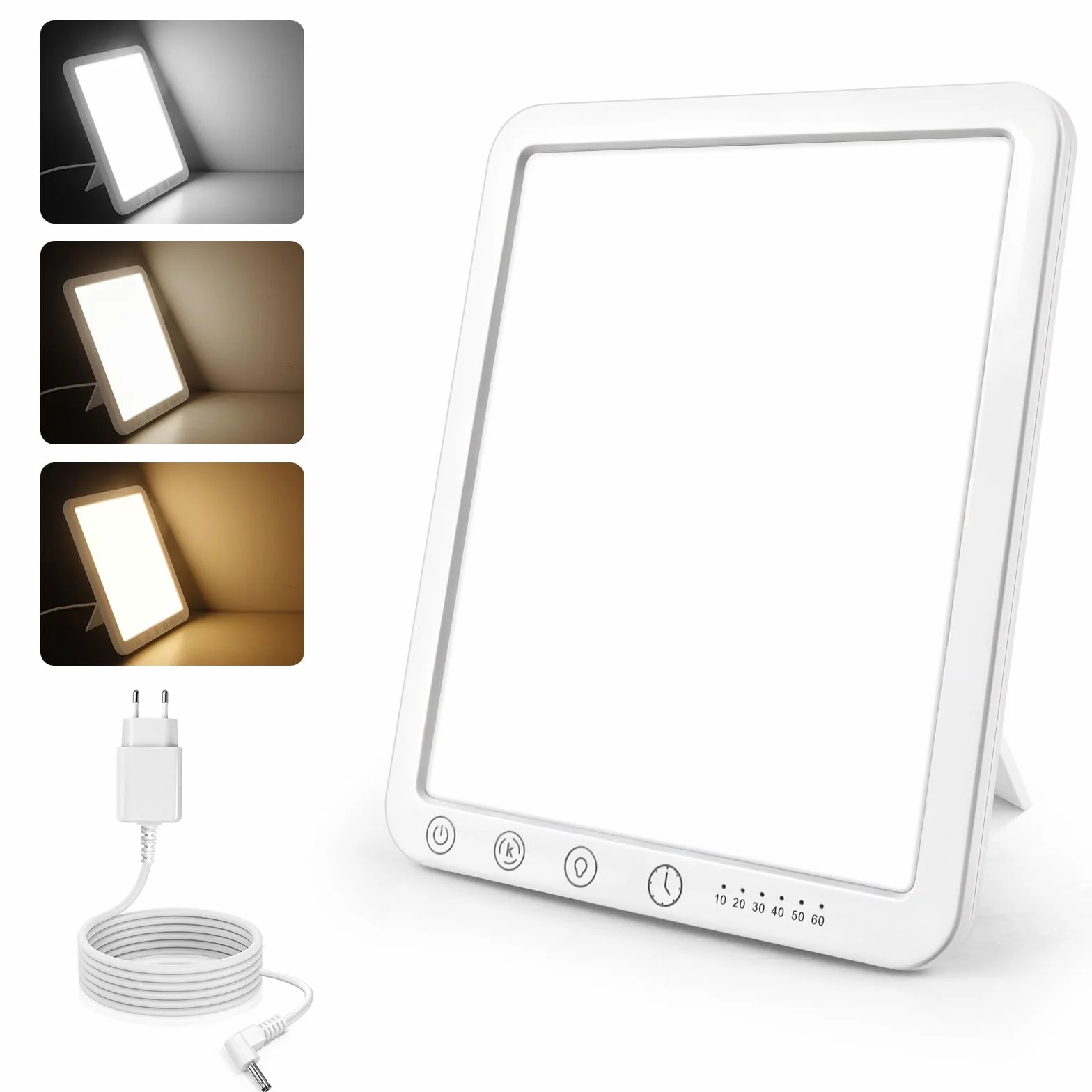 Caldarax Lampada per Terapia della Luce 15000 Lux, Lampada a Luce Diurna senza Sfarfallio/UV, 3 Temperature di Colore, 5 Livelli di Luminosità, 6 Timer, Controllo Touch, Funzione Memoria