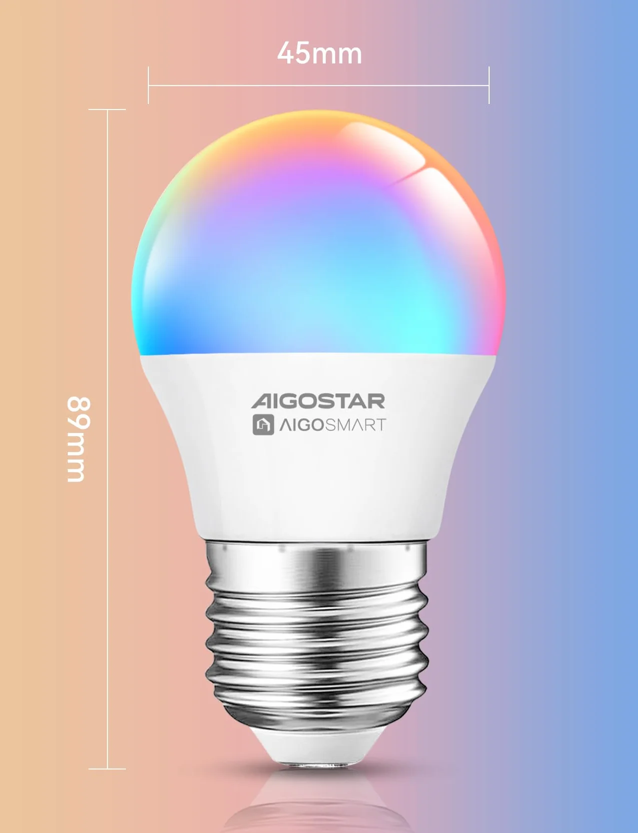 Aigostar Mesh - G45 6.5W Bluetooth Mesh Smart Bulb, Alexa E27 LED 555LM RGB & 2700K-6500K, Alexa Lampadina 16 milioni di colori, 4 unità (con telecomando Bluetooth)