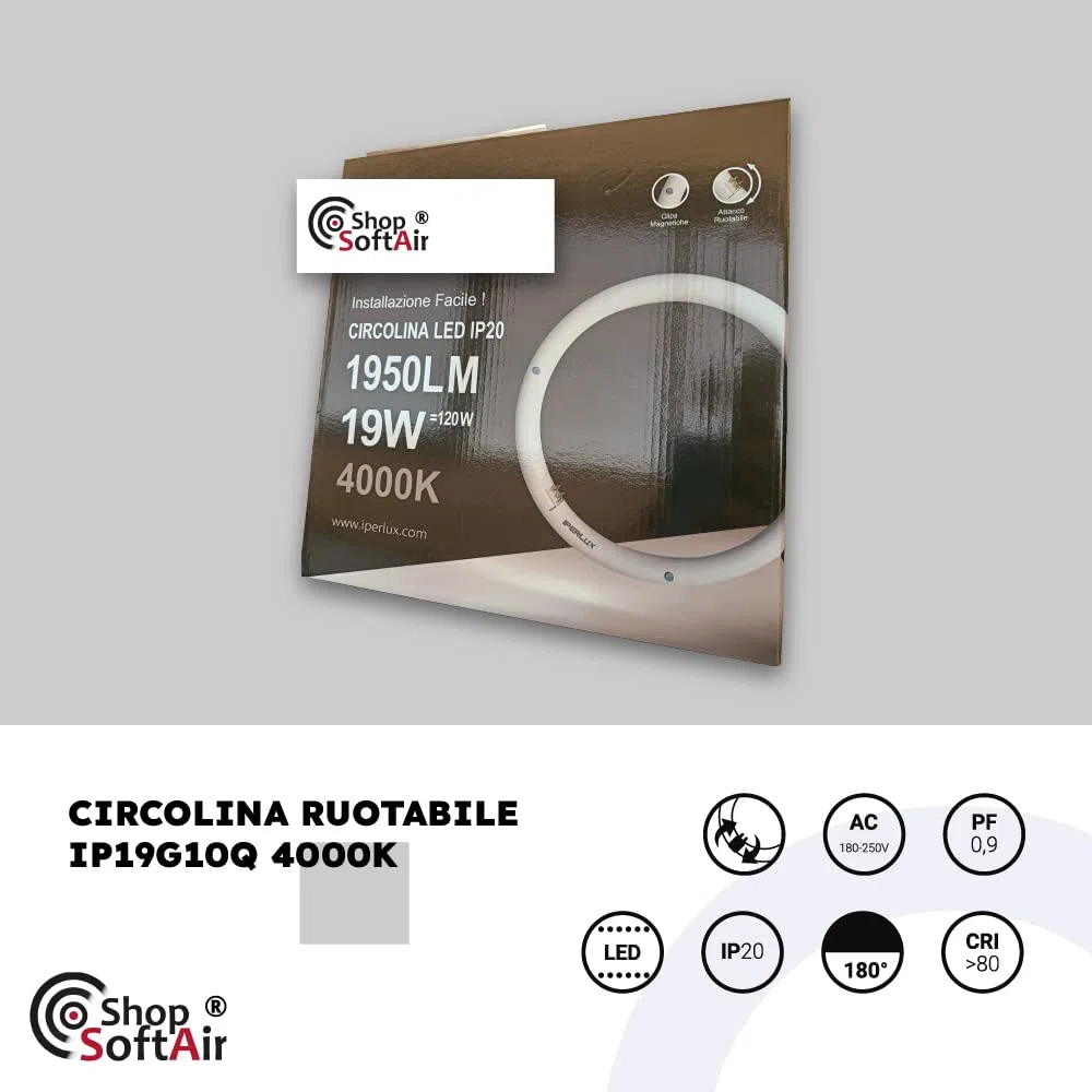 Circolina Led Consumo 19W Corrispondenza 120W diametro 30cm 1950LM Lumen Luce Bianco Naturale 4000k Calda 3000k Fredda 6500k Attacco G10Q T9 (Luce Naturale 4000k)