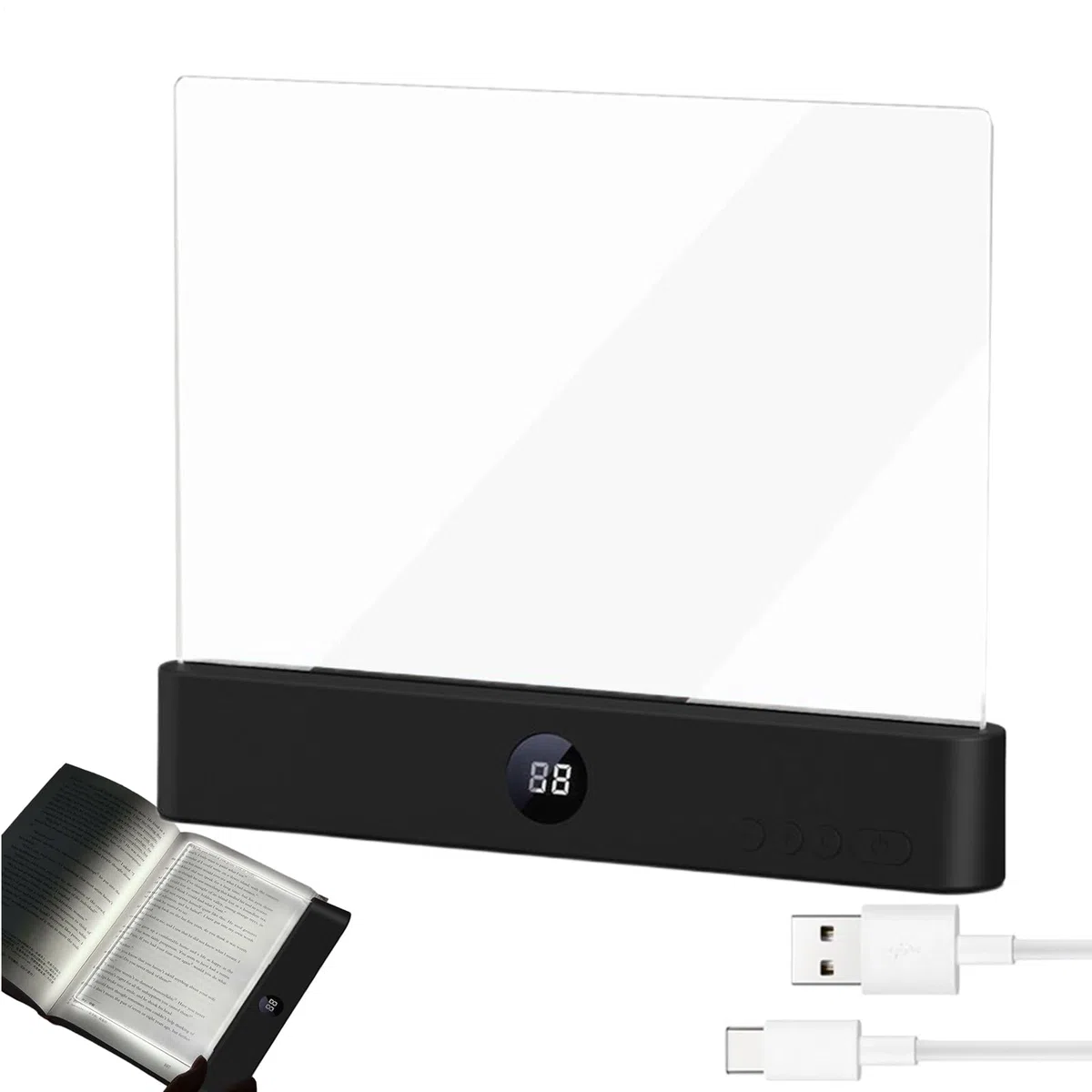 Lampada da lettura ricaricabile - Pannello piatto chiaro protezione degli occhi - Lampada da comodino a LED con pannello | Per lettori di casa da viaggio, dormitorio, ufficio, scuola